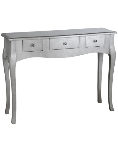 Mesa Entrada C/3 Cajones Madera Plata _105x33x80cm