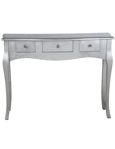 Mesa Entrada C/3 Cajones Madera Plata _105x33x80cm