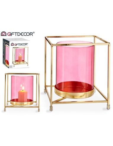 Base Vela Cubo Oro-Rosa