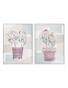 Cuadro Macetas con flores en tonos Rosa