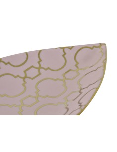 CENTRO MESA PORCELANA 27,5X16X3 HOJA CROMADO ROSA 2