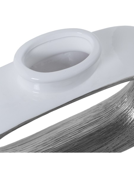 Jarrón Cerámica Blanco/plata 37x10x24cm