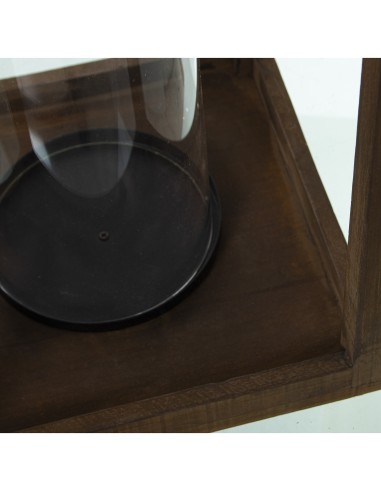 Farol Portavelas Madera/metal/cristal 22x22x61cm