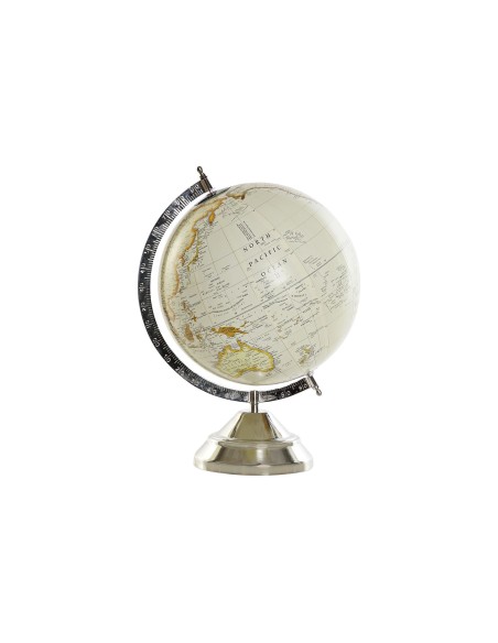 GLOBO TERRAQUEO METAL 27X28X40 BOLA 25CM. PLATEADO