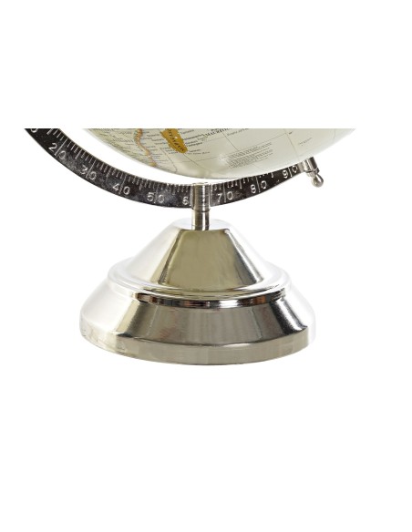 GLOBO TERRAQUEO METAL 27X28X40 BOLA 25CM. PLATEADO