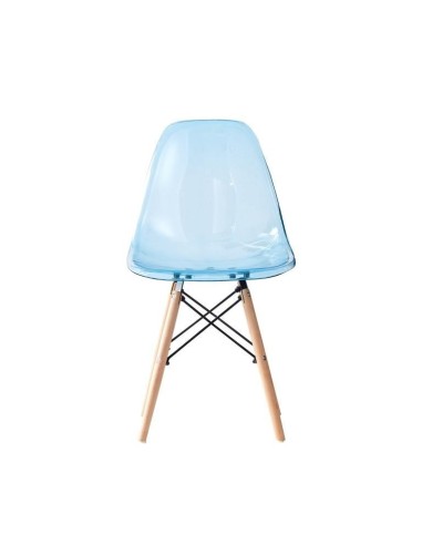 SILLA  ABEDUL Y PVC AZUL