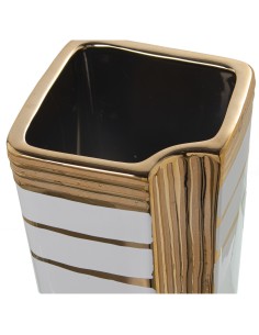 Jarrón Cerámica Blanco/dorado 13x13x35cm 2
