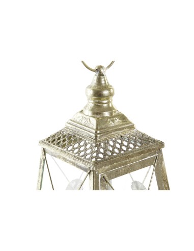 FAROLA METAL CRISTAL 18X18X36 DORADO