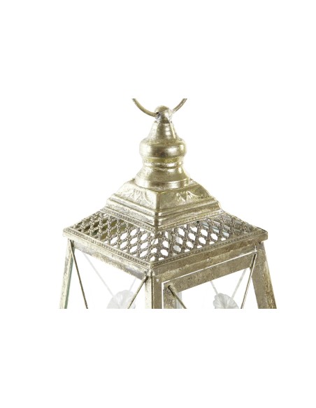 FAROLA METAL CRISTAL 18X18X36 DORADO