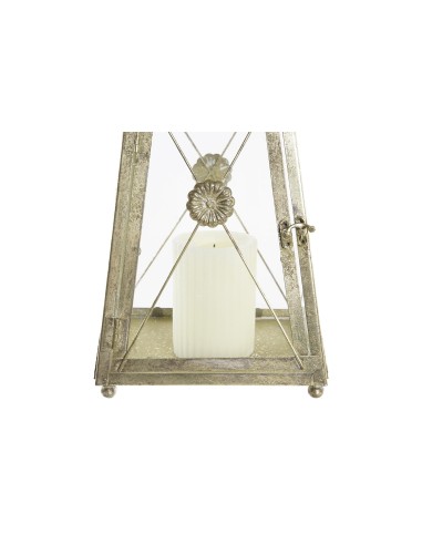 FAROLA METAL CRISTAL 18X18X36 DORADO