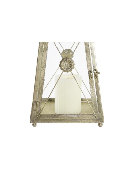 FAROLA METAL CRISTAL 18X18X36 DORADO