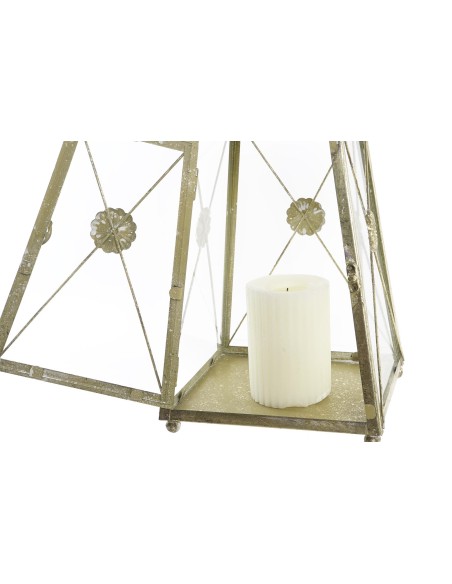 FAROLA METAL CRISTAL 18X18X36 DORADO