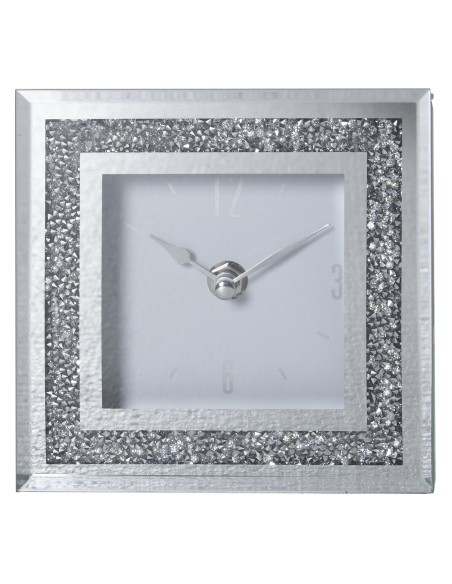 RELOJ DE SOBREMESA ESPEJO C/BRILLANTES 14CM