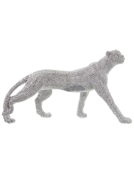 Figura pantera plateada de resina Figura pantera plateada de resina