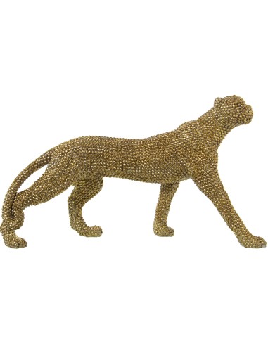 FIGURA PANTERA RESINA DORADA 34x10x20CM