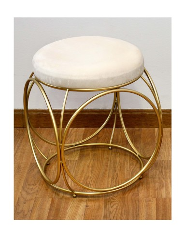 Taburete Metal Dorado con base en Beige