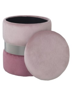 PUFF DE TERCIOPELO ALMACENAJE ROSA 37x43CM 2