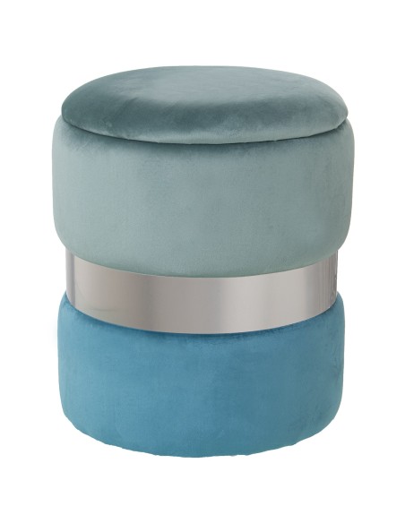 PUFF ALMACENAJE TERCIOPELO VERDE AGUA 37x43CM