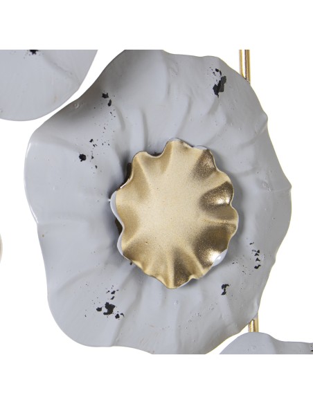 DECORACION METALICA FLORES BLANCAS/ORO 62CM DECORACION METALICA FLORES BLANCAS/ORO 62CM