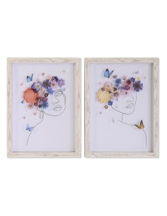 Cuadro Cristal Caras con Flores