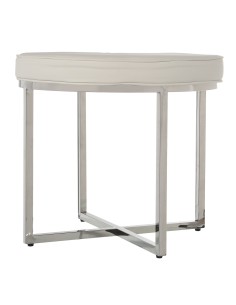 Taburete Acero Inox.brillo C/asiento Polipiel Blanco _ø50x46cm 2
