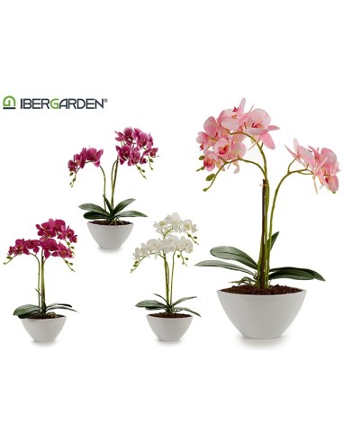 MACETA BLANCA OVALADA CON FLOR ORQUIDEA 47CM