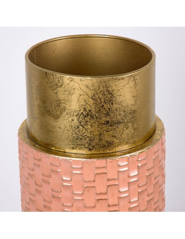 JARRON METALICO ROSA Y DORADO 18*46CM