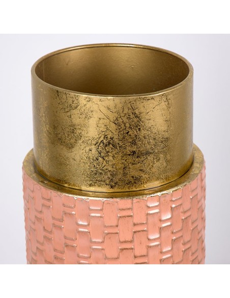 JARRON METALICO ROSA Y DORADO 18*46CM