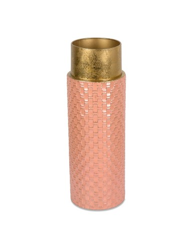 JARRON METALICO ROSA Y DORADO 18*46CM