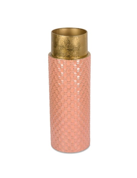 JARRON METALICO ROSA Y DORADO 18*46CM