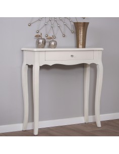 CONSOLA ENTRADA MADERA ABETO Y DM BLANCA 80x30x80cm 2