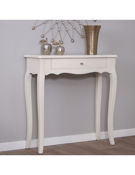 CONSOLA ENTRADA MADERA ABETO Y DM BLANCA 80x30x80cm