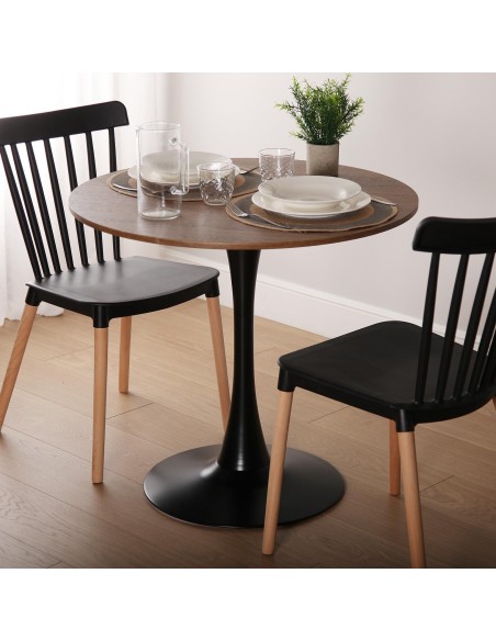 Mesa Redonda madera y negro