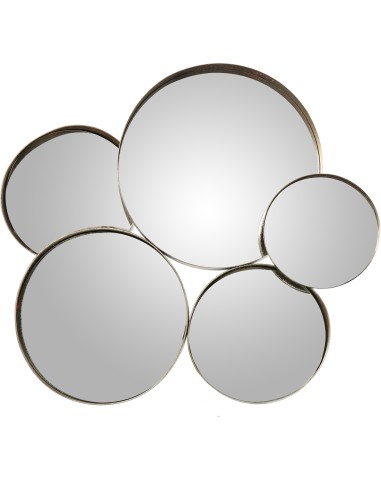 Espejo Metal Plateado 5 Círculos
