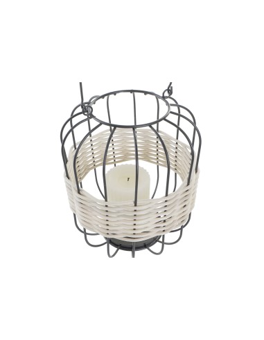 Farol Metal con Mimbre
