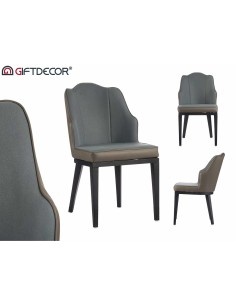 Sillón con respaldo de concha Azul y gris 2