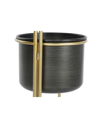 Macetero Triple metal Negro-Oro