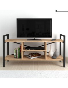 Mueble televisión en madera y base metal 2