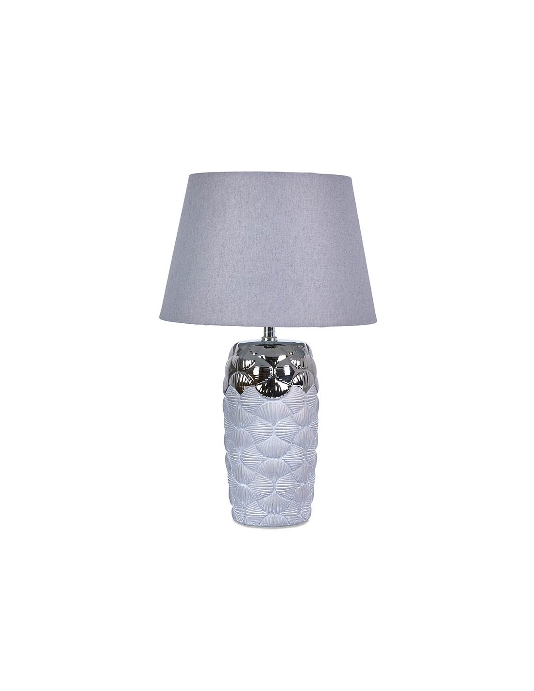 Lámpara de mesa Plata y gris tulipa gris conchas - Deseos Detalles