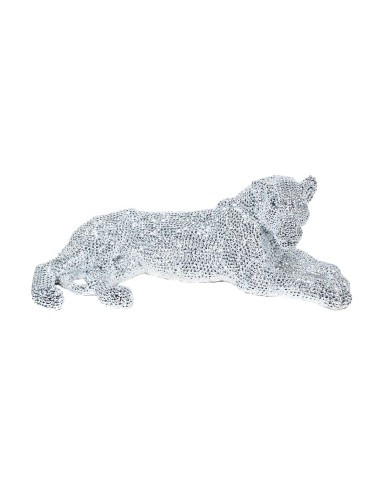 Figura resina león plata
