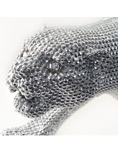 Figura leopardo plata de resina pequeño 2