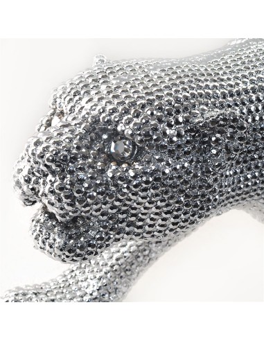 Figura leopardo plata de resina pequeño
