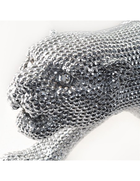 Figura leopardo plata de resina pequeño