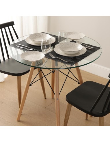 Mesa comedor base de cristal 80cm