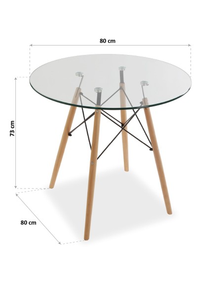 Mesa comedor base de cristal 80cm