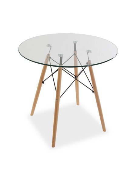 Mesa comedor base de cristal 80cm