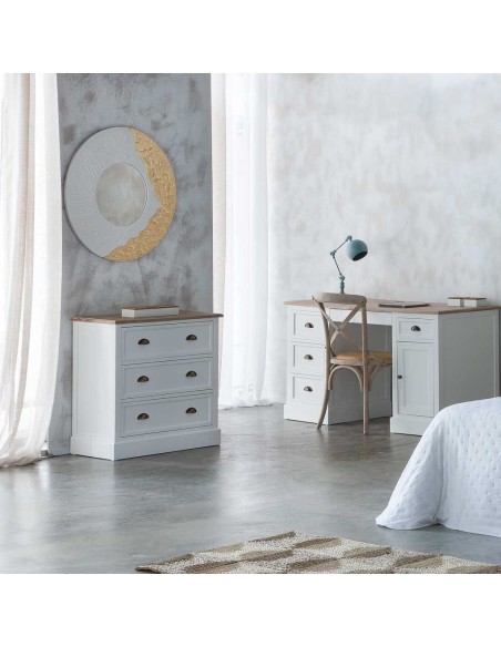 Espejo Blanco y Oro Madera