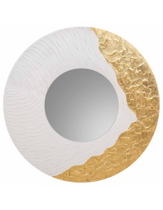 Espejo Blanco y Oro Madera