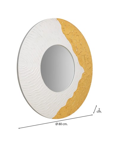 Espejo Blanco y Oro Madera