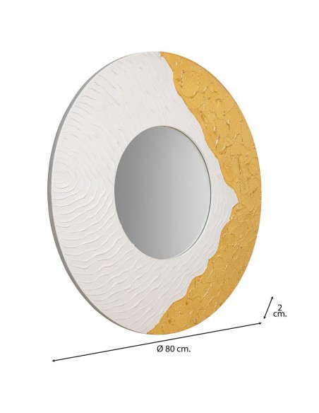 Espejo Blanco y Oro Madera